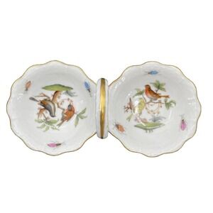 Herend Rothschild Bird Twin Salt Dish Hand Painted